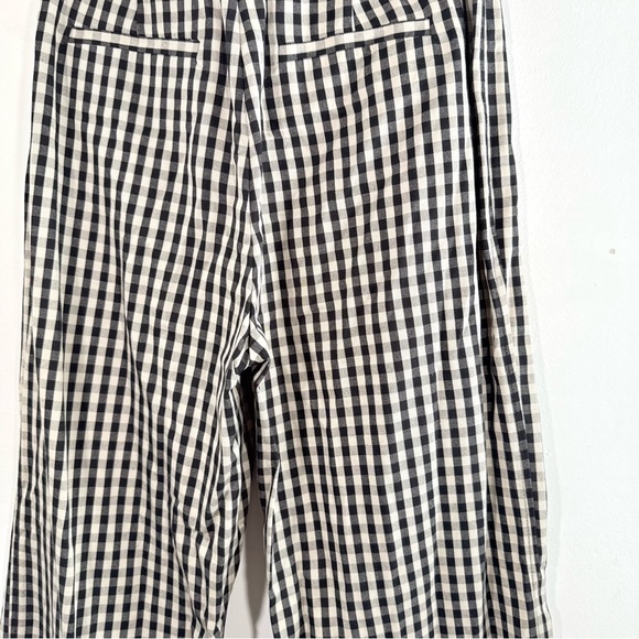 Everlane Way-High Taper Pant Gingham Check Plaid Black Tan High Rise 2 Short - Picture 9 of 15